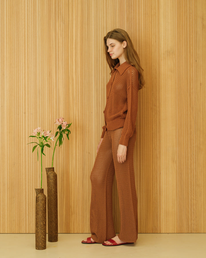 Fine Cotton Crochet Polo Cardigan-2